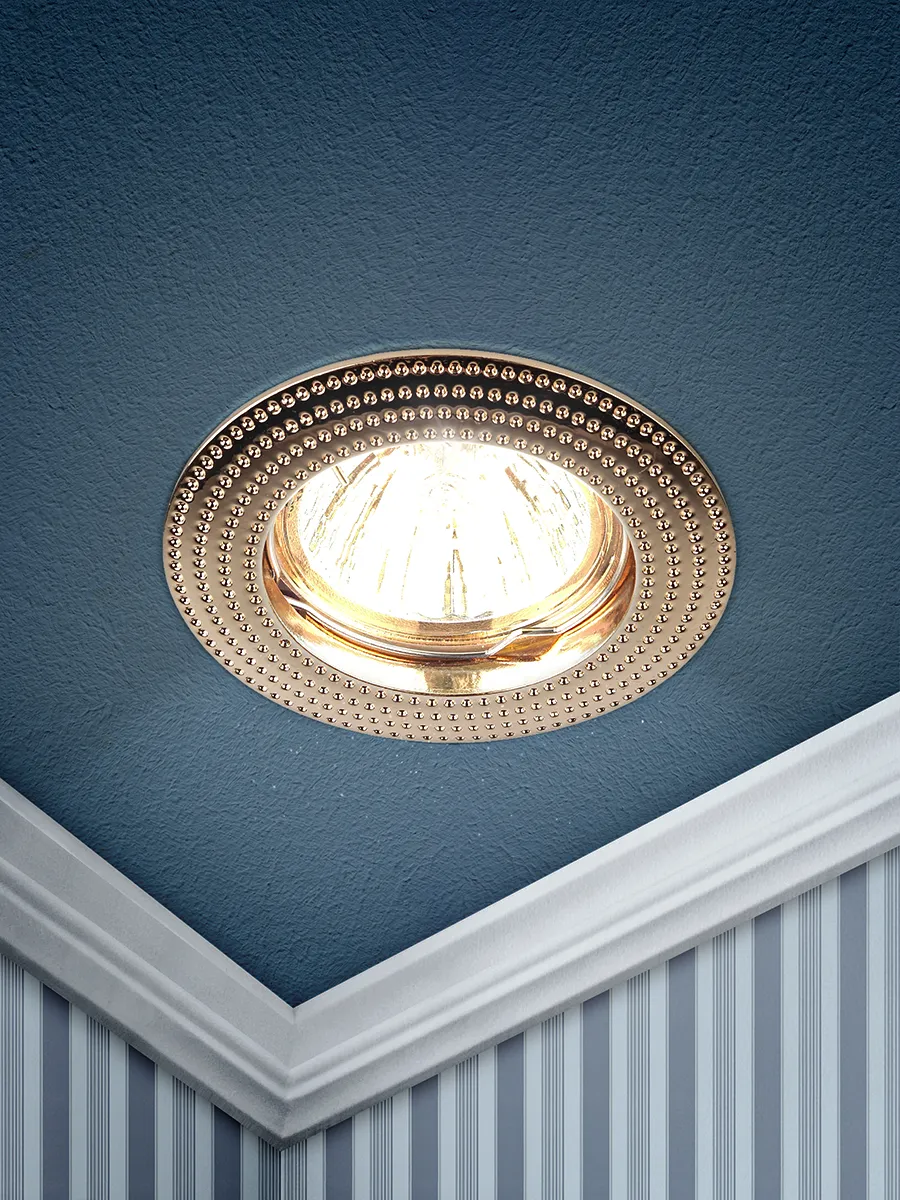 Светильник литой MR16,12V/220V, 50W золото KL55 GD ЭРА Б0017100
