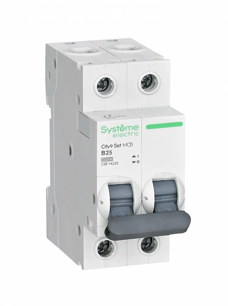 Выключатель автоматический двухполюсный 25А B 4.5kA 230В City9 Set SE (Systeme) C9F14225