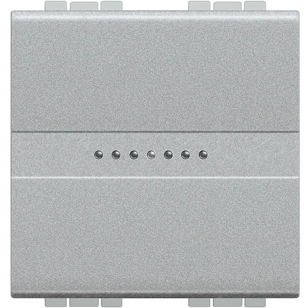 Livinglight. Выключатель аксиальный одноклавишный 10А 250В. Автоматические клеммы. 2 модуля. Цвет Алюминий LEGRAND NT4051M2AN