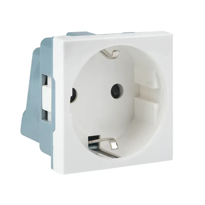 Розетка 45х45 (2 модуля), с заземлением, белая,   пря мая EKF E2MR16-028-10