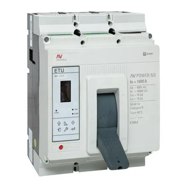 Автоматический выключатель av power-5/3 1600а 70ka etu6.0 averes EKF MCCB-53-1600M-6.0-AV