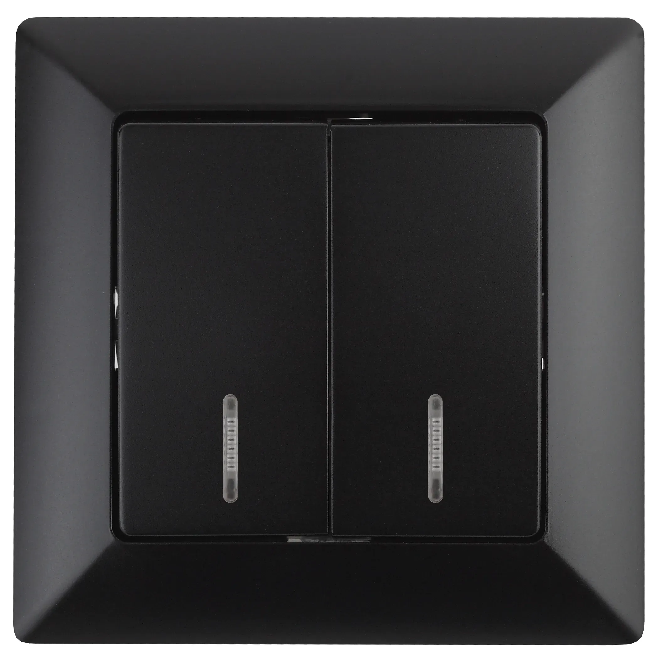 Выключатель Intro Solo 4-105-05 двухклавишный с подсветкой, 10А-250В, IP20, СУ, Solo, антрацит ЭРА Б0053597