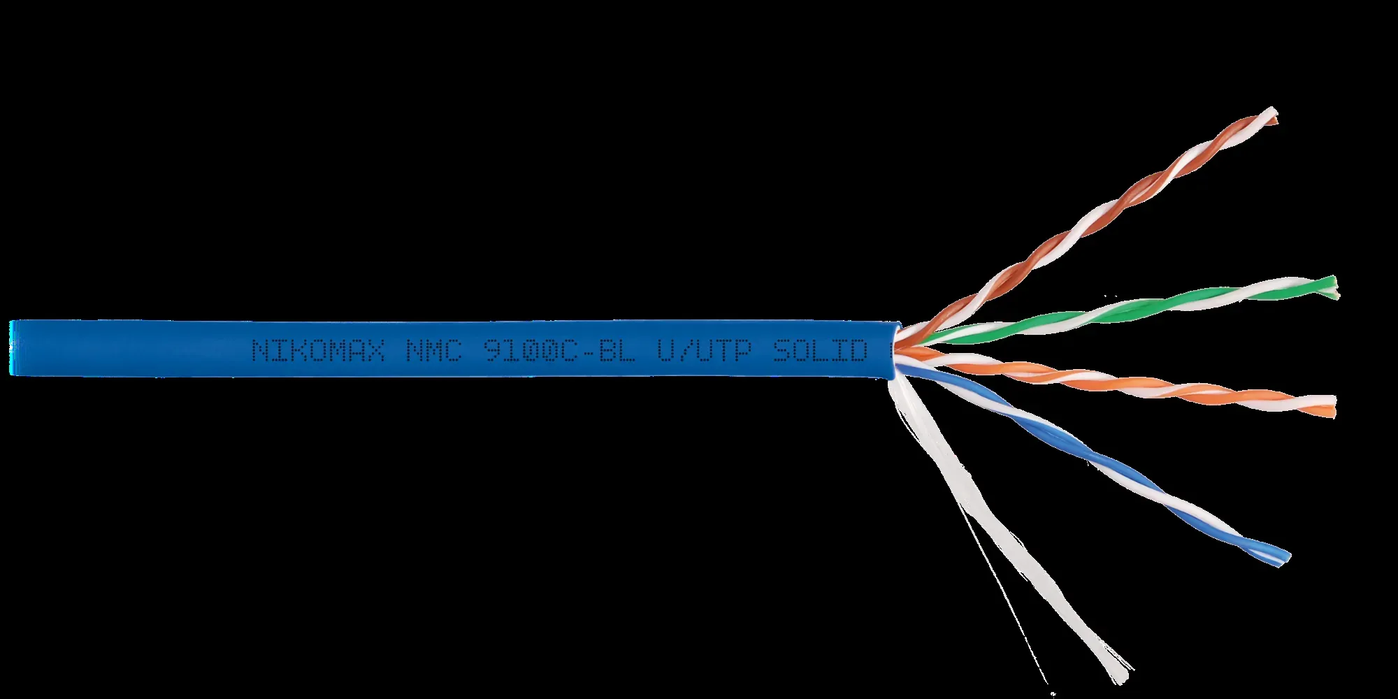 Витая пара U/UTP 4 пары Кат 5e solid BC AWG24 (0.52мм) IN LSZH нг(А)-HF синий 305м