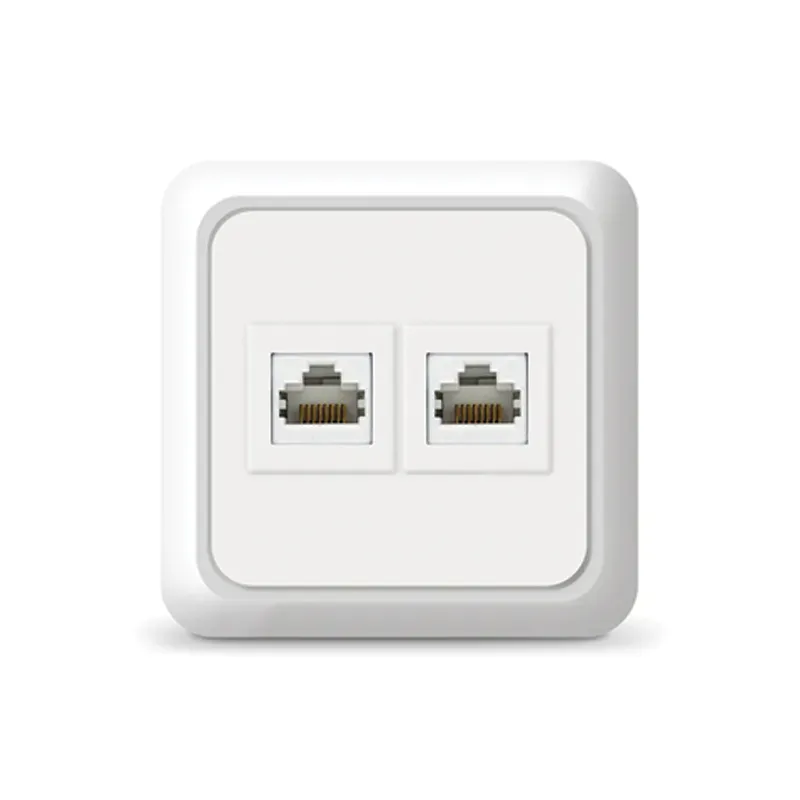 Розетка компьютерная двухместная   Олимп,наружная, 1А, RJ45, белая (еврослот) Универсал 1076