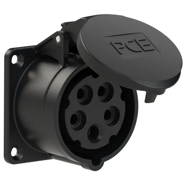 Розетка встраиваемая 16а/400v/3p+n+e/ip44, черная, фланец 70x70 ALPENBOX 00-00013327