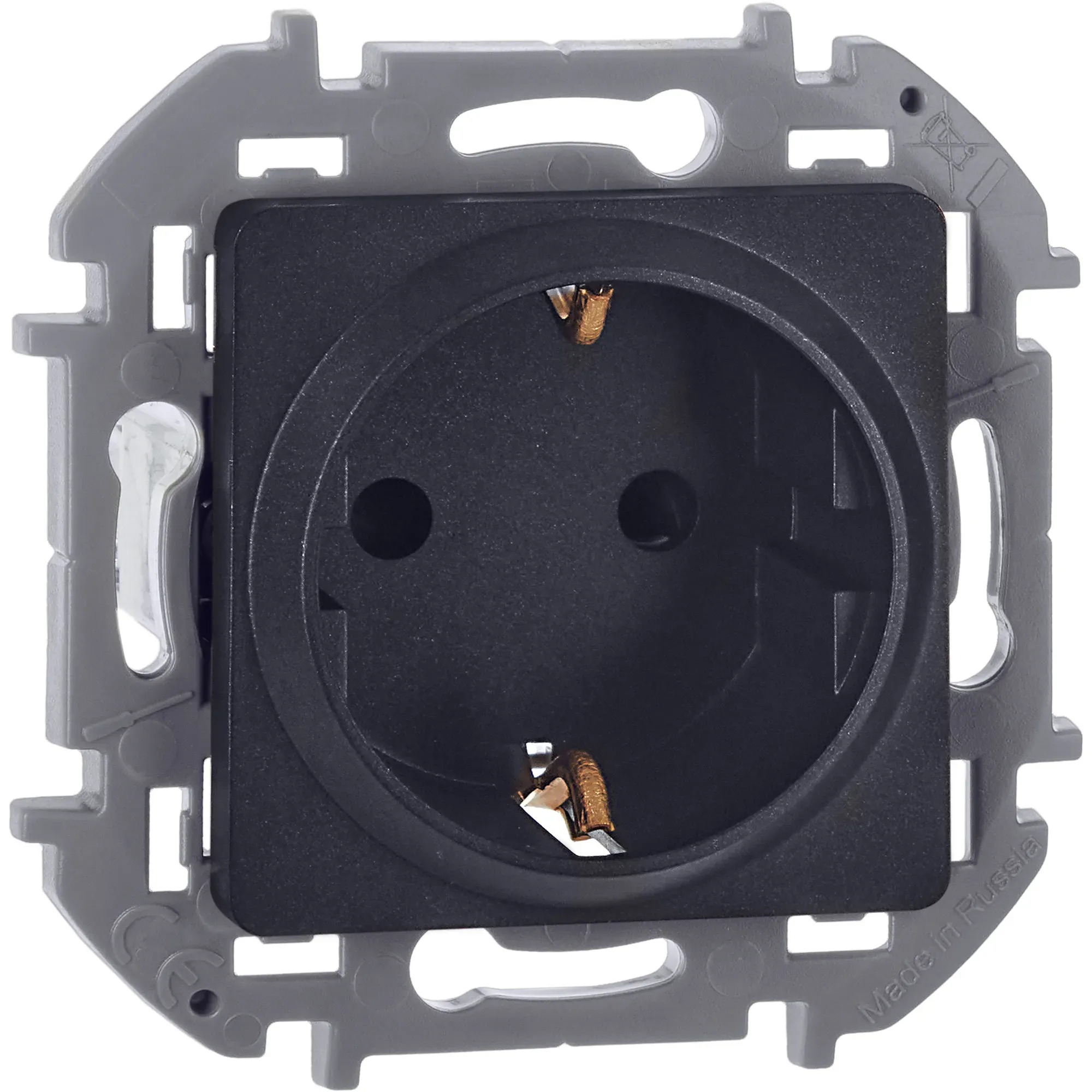 Розетка 2К+З со шторками немецкий стандарт 16 А 250 В~ INSPIRIA антрацит LEGRAND 673733