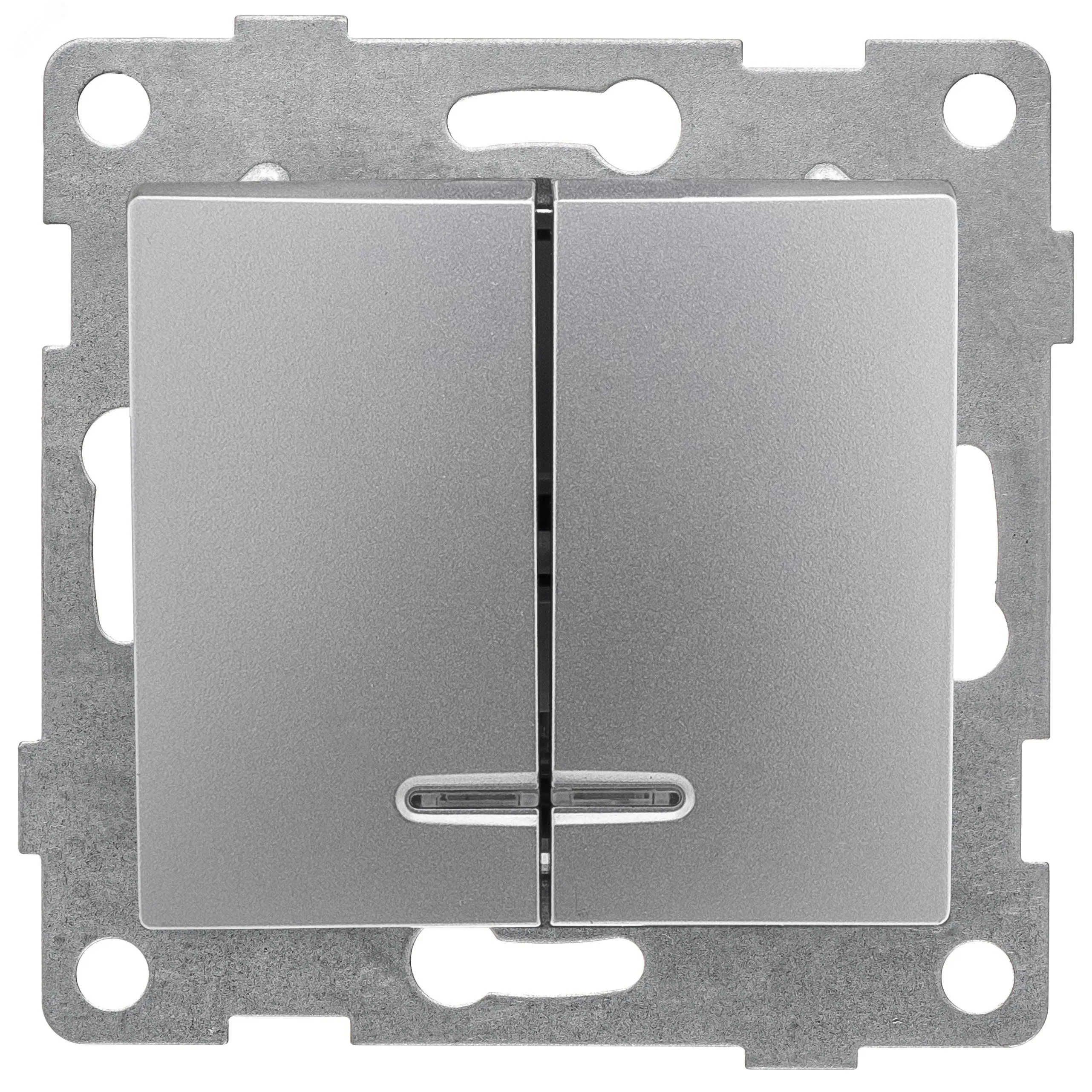 GUSI Bravo механизм выключателя 2кл. (инд), скрытая  установка,  10А, 250В. Цвет: серебро. GUSI Electric С10В28-004