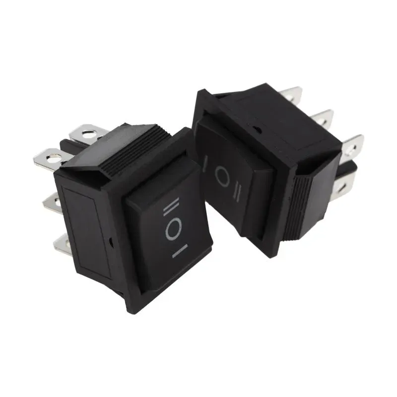 Выключатель клавишный 250V 15А (6с) (ON)-OFF-(ON) черный с нейтралью б/фикс REXANT 36-2375