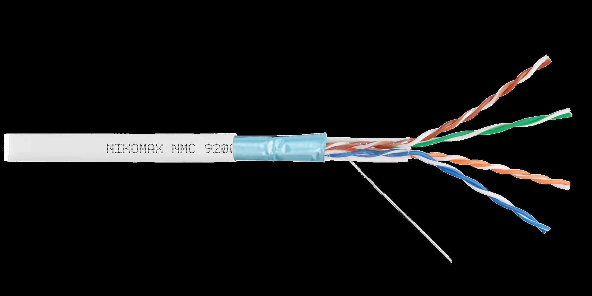 Витая пара F/UTP 4 пары Кат 5e solid BC AWG24 (0.52мм) IN LSZH нг(А)-HF белый 305м