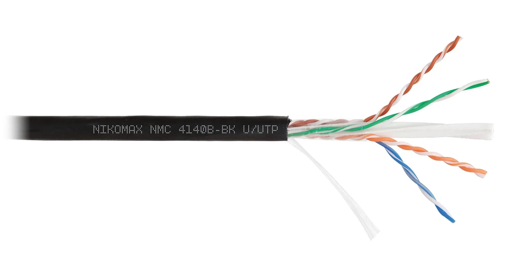 Витая пара U/UTP 4 пары Кат 6 solid BC AWG23 (0.55мм) OUT PE черный 305м