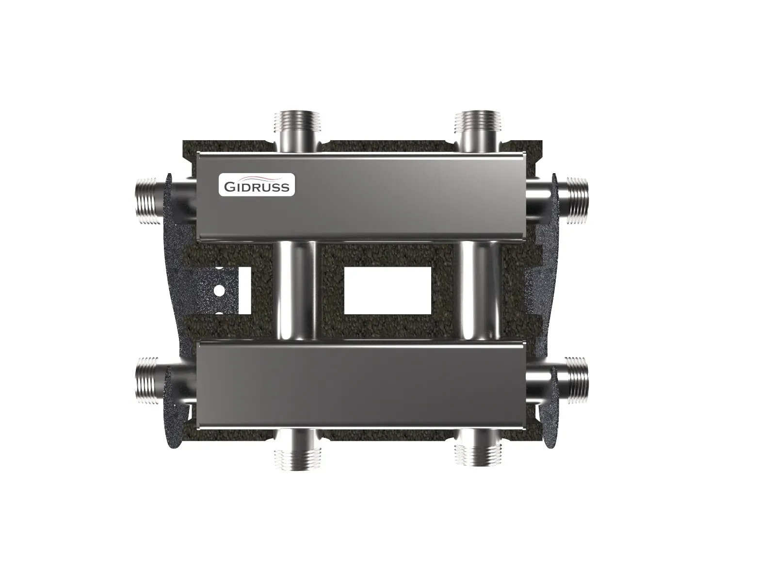 Коллектор модульный MKSS-60-3DU.EPP на 3 контура G 1', магистраль G 1', с термоизоляцией до 60 кВт, нерж. сталь Gidruss MK 60A1T 20