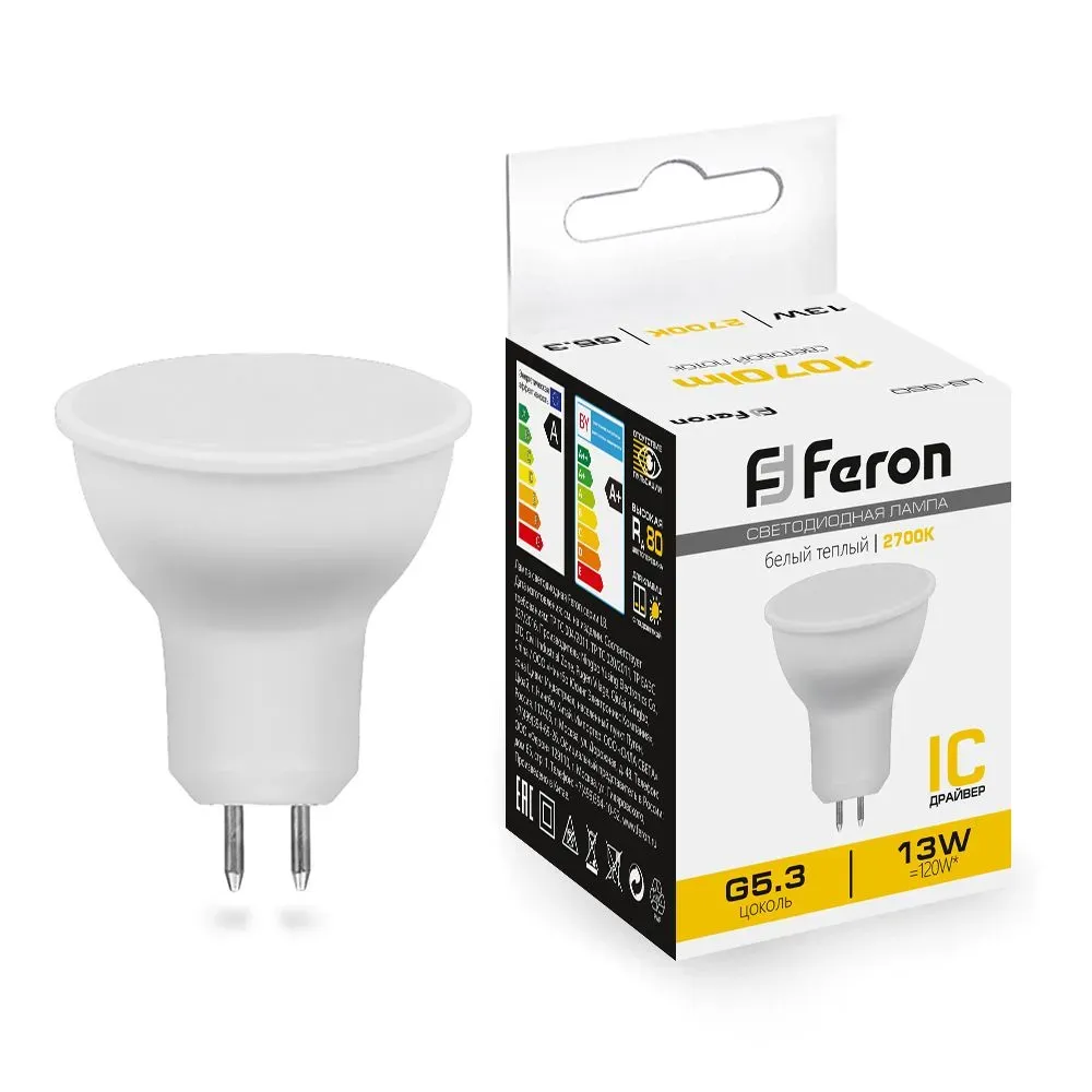 Лампа светодиодная LED 13вт 230в G5.3 теплый FERON 38188