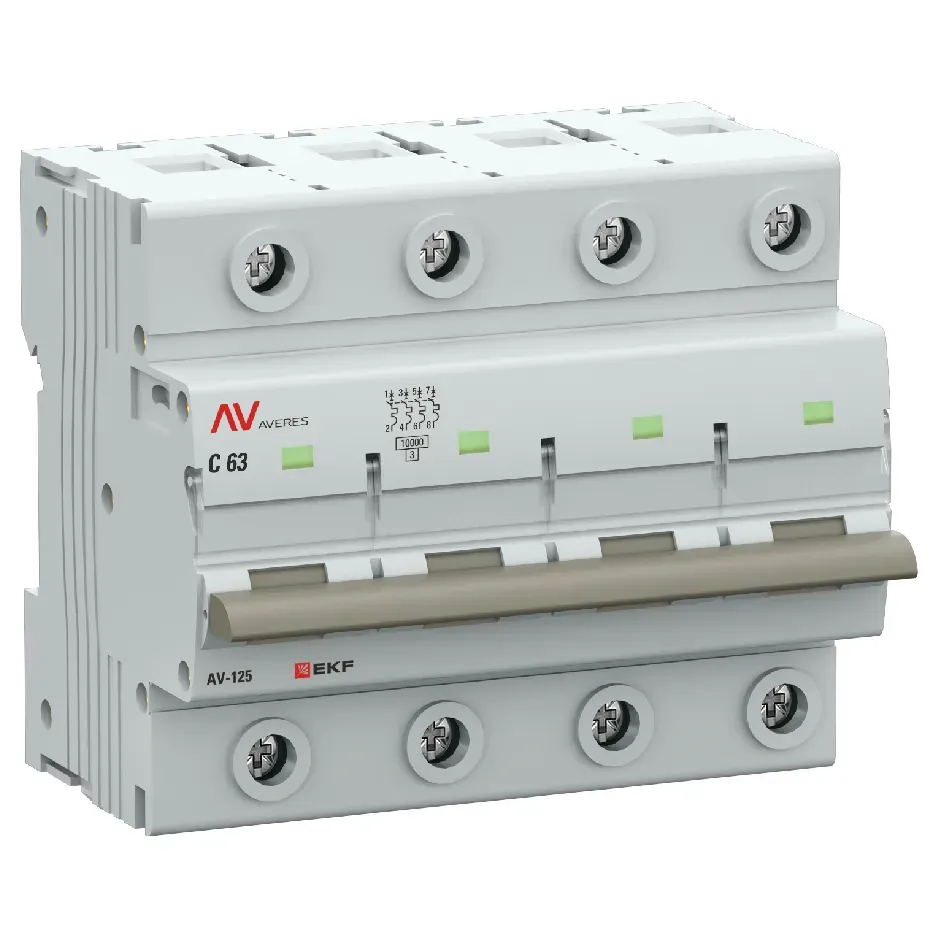 Выключатель автоматический av-125 4p 63a (c) 10ka ekf averes EKF MCB125-4-63C-AV