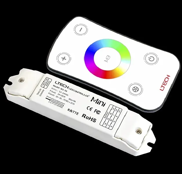 RGB контроллер для светодиодной ленты 12-24V IP20 135x30x20 мм c пультом, 3CH 108/216W(12V/24V) (LTECH) Вартон M3+M3-3A