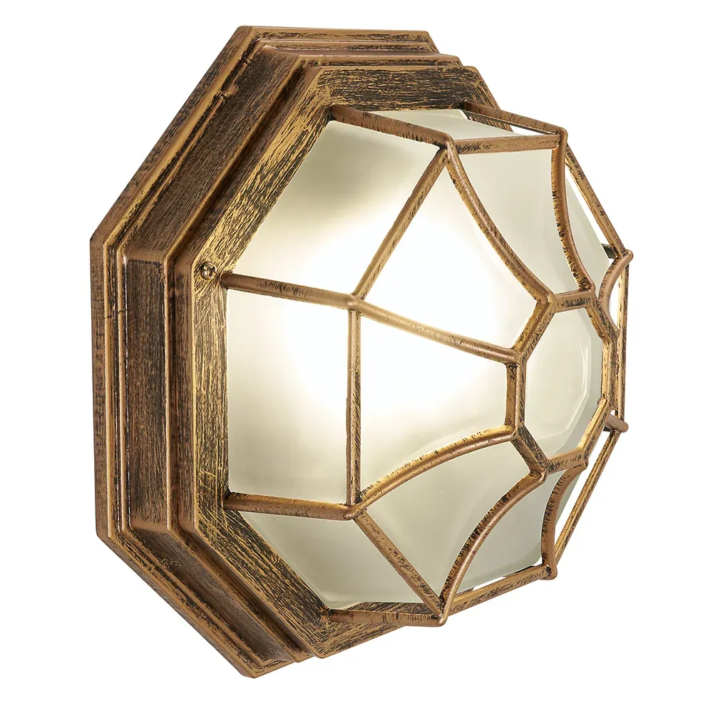 Светильник НБУ-60w Е27 IP44 черное золото FERON 11651