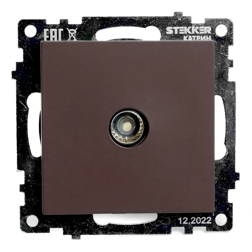 Розетка телевизионная одноместная (механизм), 75 Ом, 5-862МГц, серия Катрин, шоколад Stekker FERON 49024