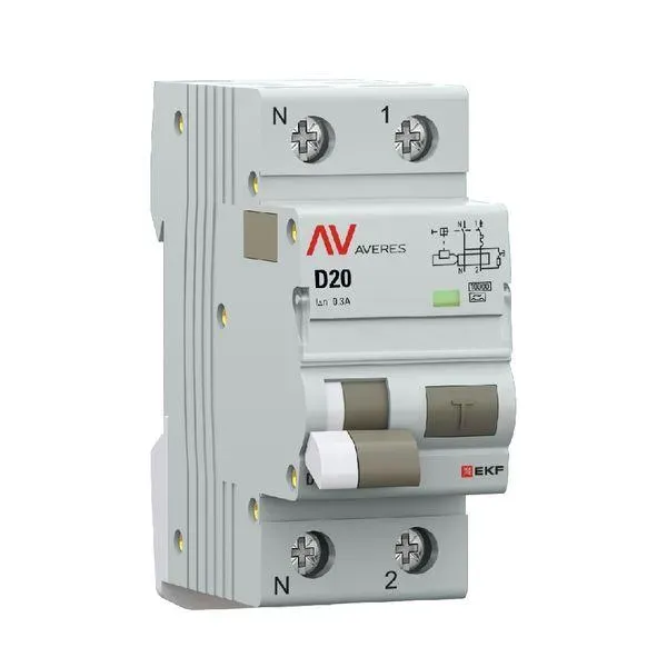 Дифференциальный автомат dva-10 1p+n 20а (d) 300ма (a) 10ка ekf averes EKF RCBO10-1PN-20D-300-A-AV