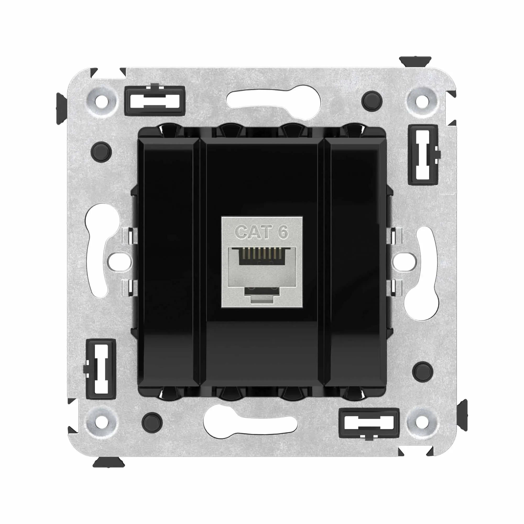 Avanti Компьютерная розетка RJ-45 без шторки в стену, кат.6 одинарная экранированная,  Черный квадрат DKC 4402793