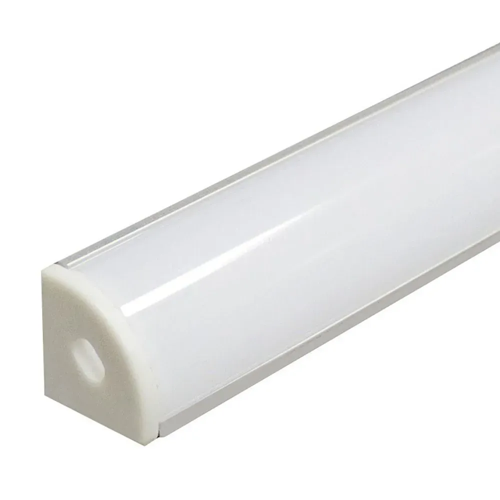 Профиль угловой алюминиевый 2м с матовым экраном 2 заглушки 4 крепежа для светодиодных лент FERON 10299