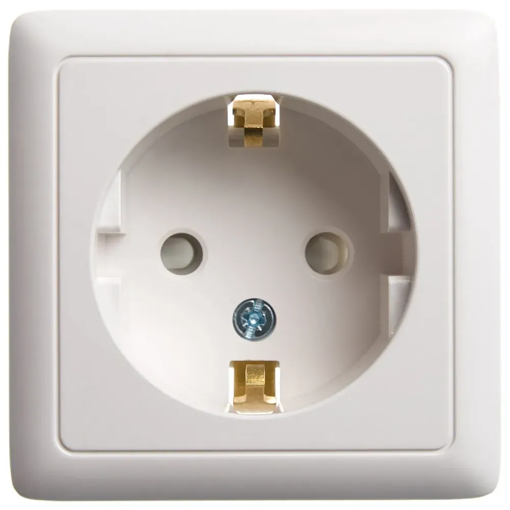 ХИТ открытой установки Розетка с заземлением со шторками 16А, 250В, белый SE (Потенциал) RA16-138-B