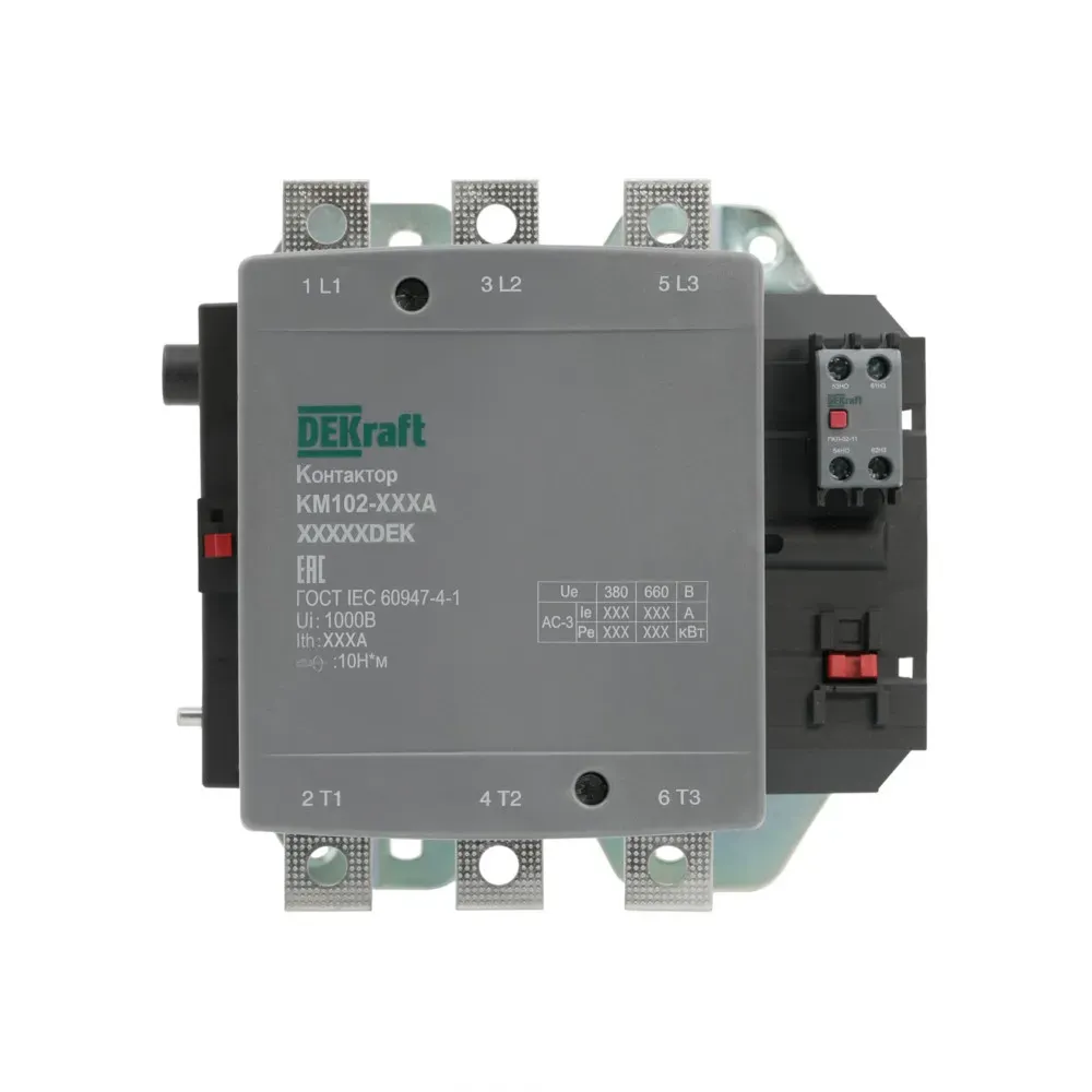Контактор 400А 380В АС АС3  АС4 1НО+1НЗ КМ-102 SE (Dekraft) 21968DEK