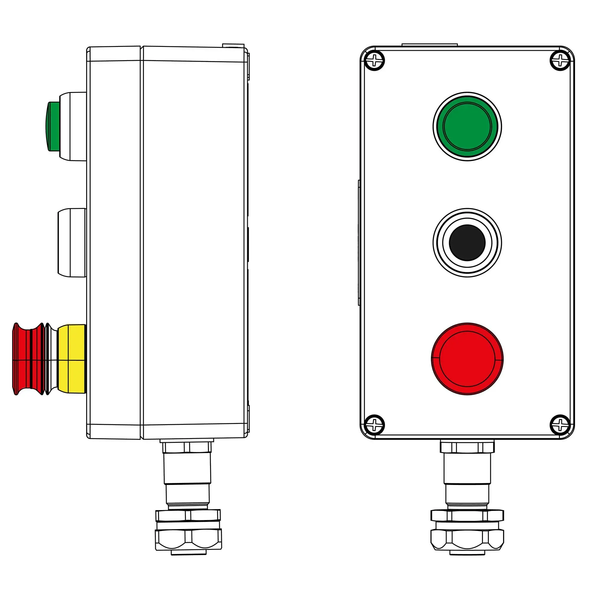 Взрывозащищенный пост управления из алюминия CPE-A-14-(1xLG(250)-1xP1B(11)-1xP6E(11))-1xKAEPM2MHK-20(C)1Ex d e IIC Т5 Gb / Ex tb IIIC T95°C Db IP66 DKC 2201.141.22.1208