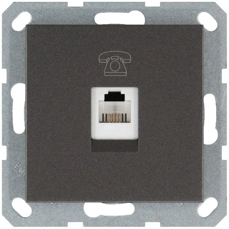 Телефонная розетка RJ11 с накладкой, цвет Мокко Jasmart G6101Z