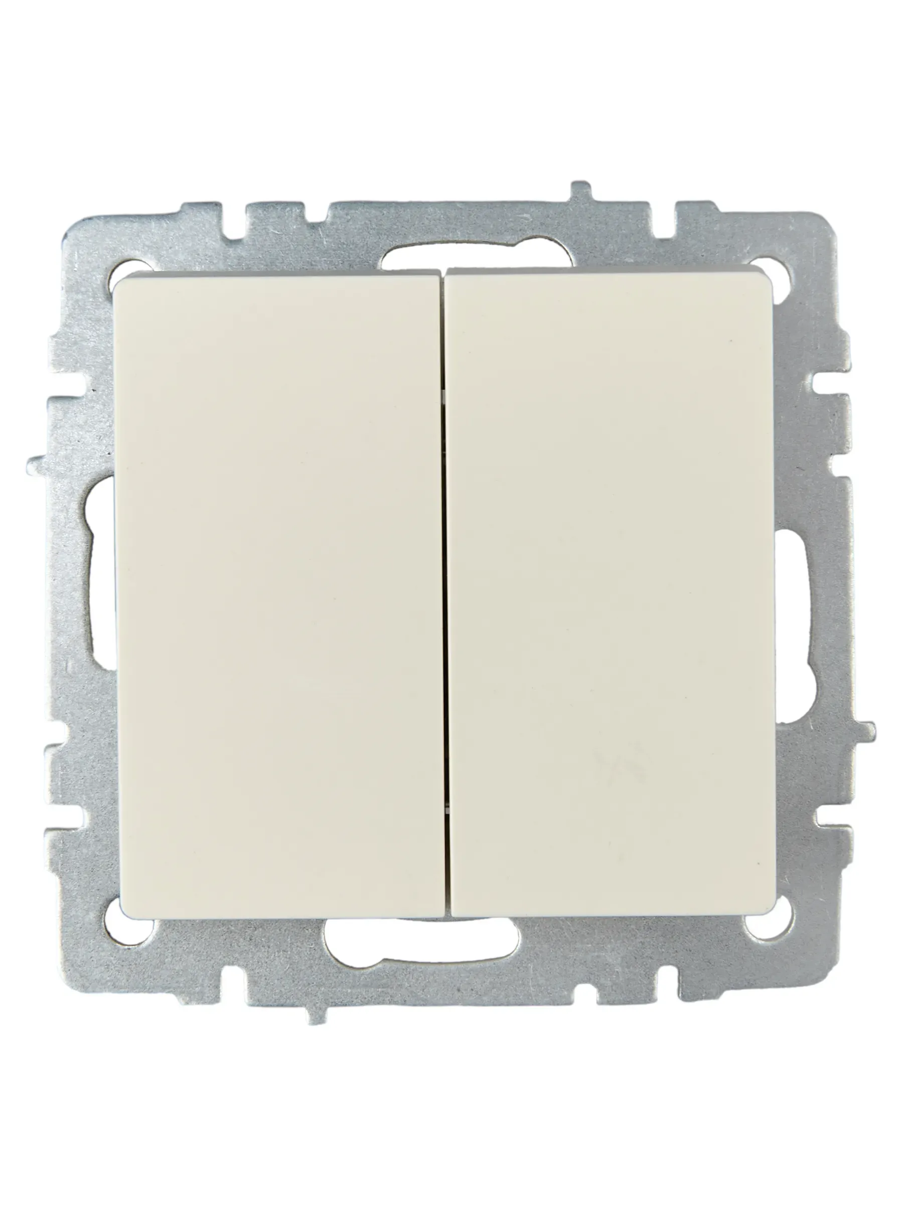 BRITE Выключатель двухклавишный проходной 10А ВС10-2-6-БрКр бежевый IEK BR-V22-0-10-K10