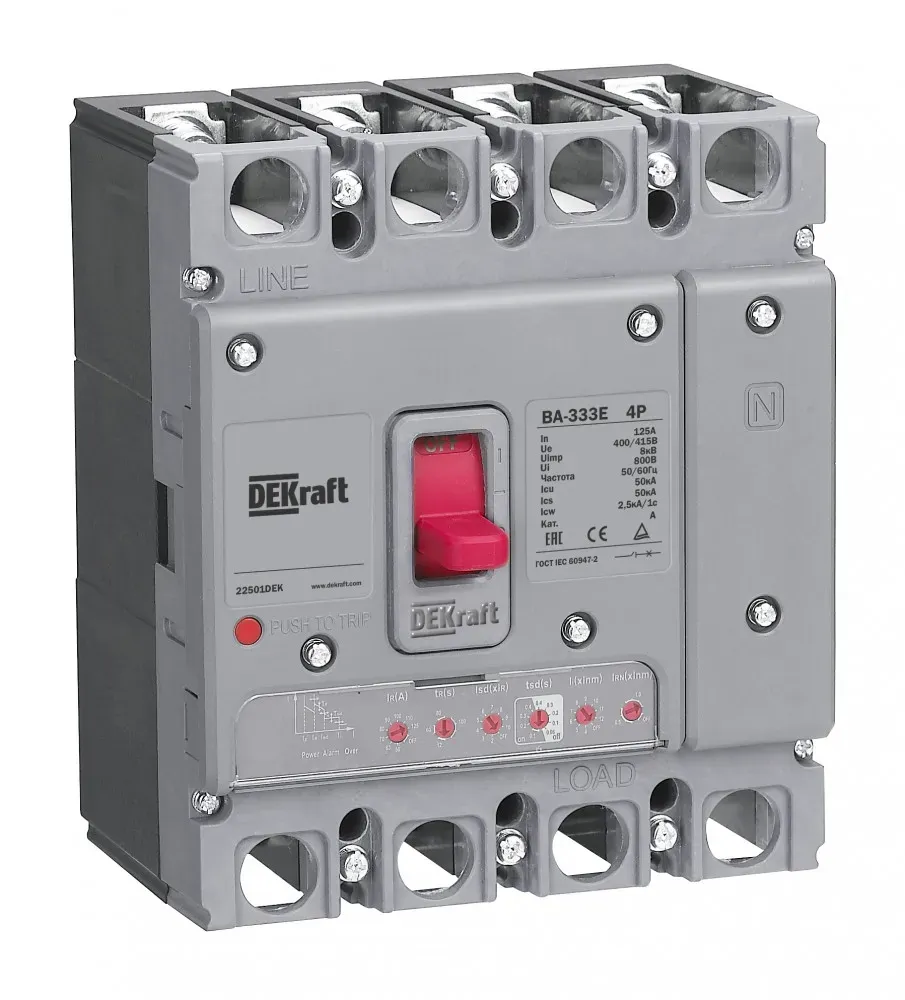Силовой авт. выкл. с электрон. расц. 4P 160А 50кА ВА-333E SE (Dekraft) 22497DEK