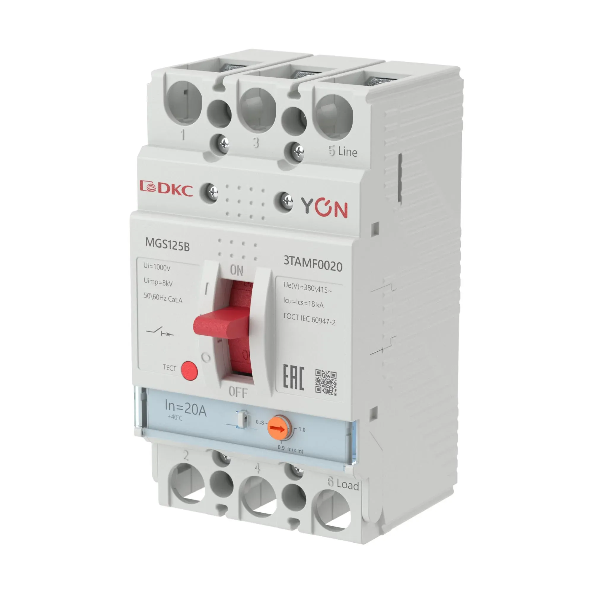Автоматический выключатель yon mgs125 3p 16-20a 18ka ДКС MGS125B-3TAMF0020