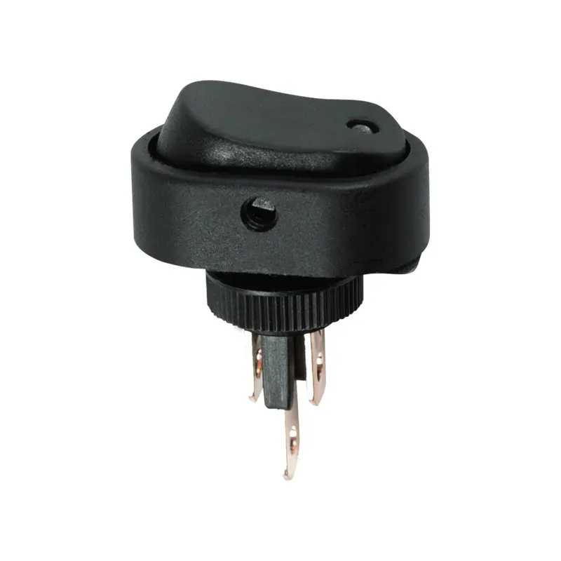 Выключатель клавишный 12V 20А (3с) ON-OFF черный овал с зеленой LED подсветкой REXANT 36-2673