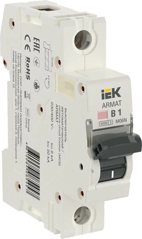 Armat выключатель автоматический однополюсный b 1а m06n IEK AR-M06N-1-B001