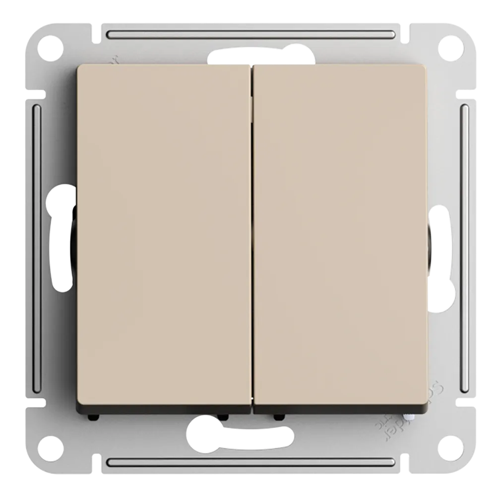 ATLASDESIGN 2-клавишный ВЫКЛЮЧАТЕЛЬ с самовозвратом, сх.2, 10А, механизм, ПЕСОЧНЫЙ SE (Потенциал) ATN001217