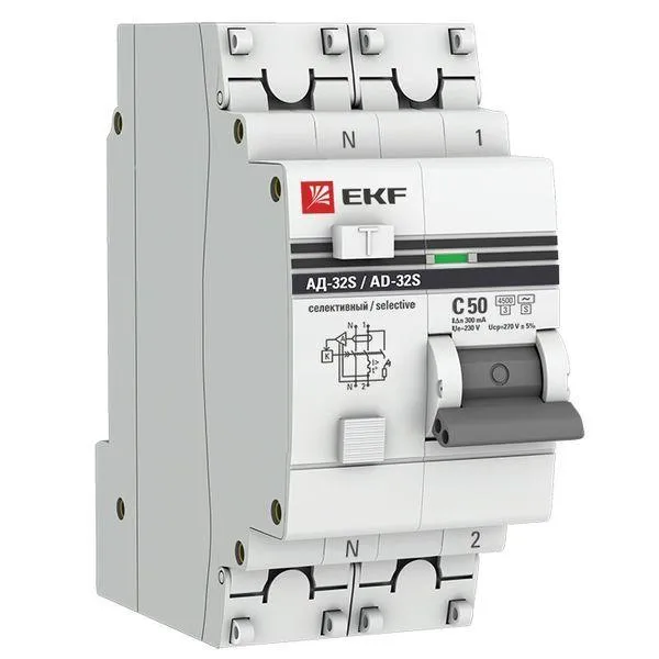 Автомат дифференциальный ад-32 (селективный) 1p+n 50а/300ма proxima EKF DA32-50-300S-PRO
