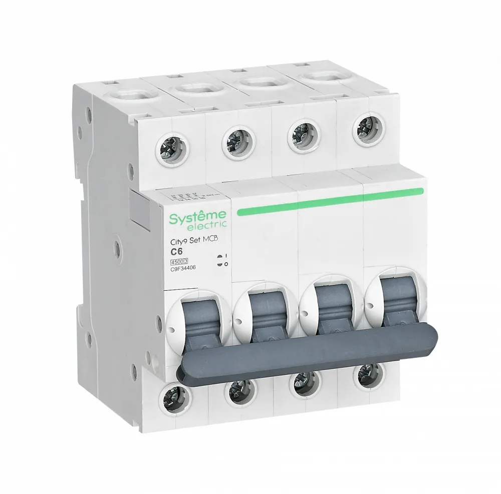 Выключатель автоматический четырехполюсный 6А С 4.5kA 400В City9 Set SE (Systeme) C9F34406