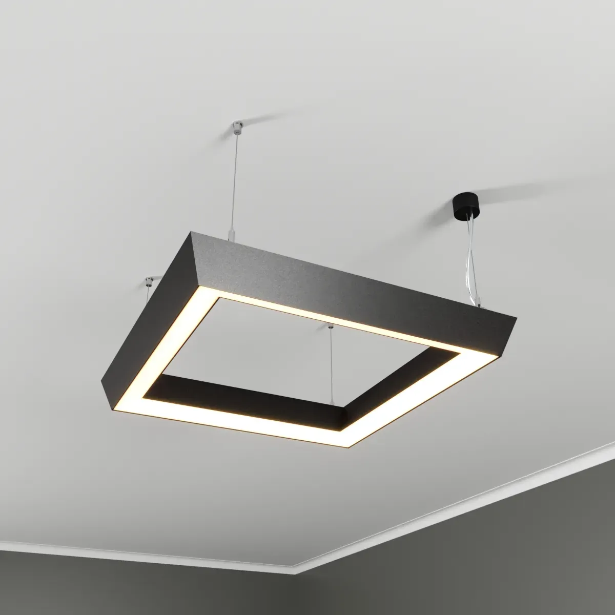 Светильник светодиодный RVE-PLS5070-BOX-TILT-IN-558-P (Квадрат внутрь накл. 30 558x558x83мм сег. 558мм 50x70мм 46Вт подвесной 4000K Анод) RVElektro RVE00000709