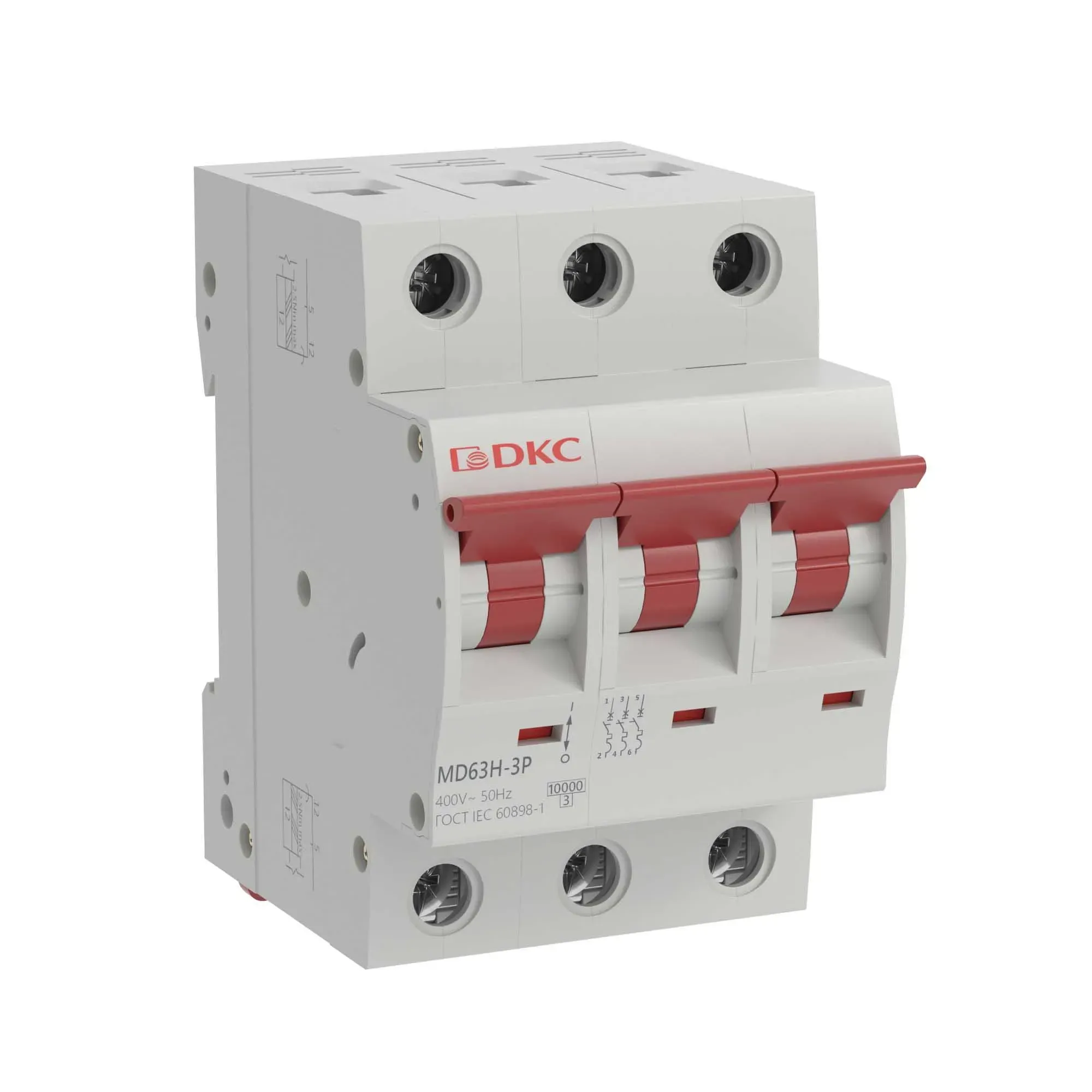 Выключатель автоматический трехполюсный 63а b md63h-3pb63 10ка ДКС MD63H-3PB63
