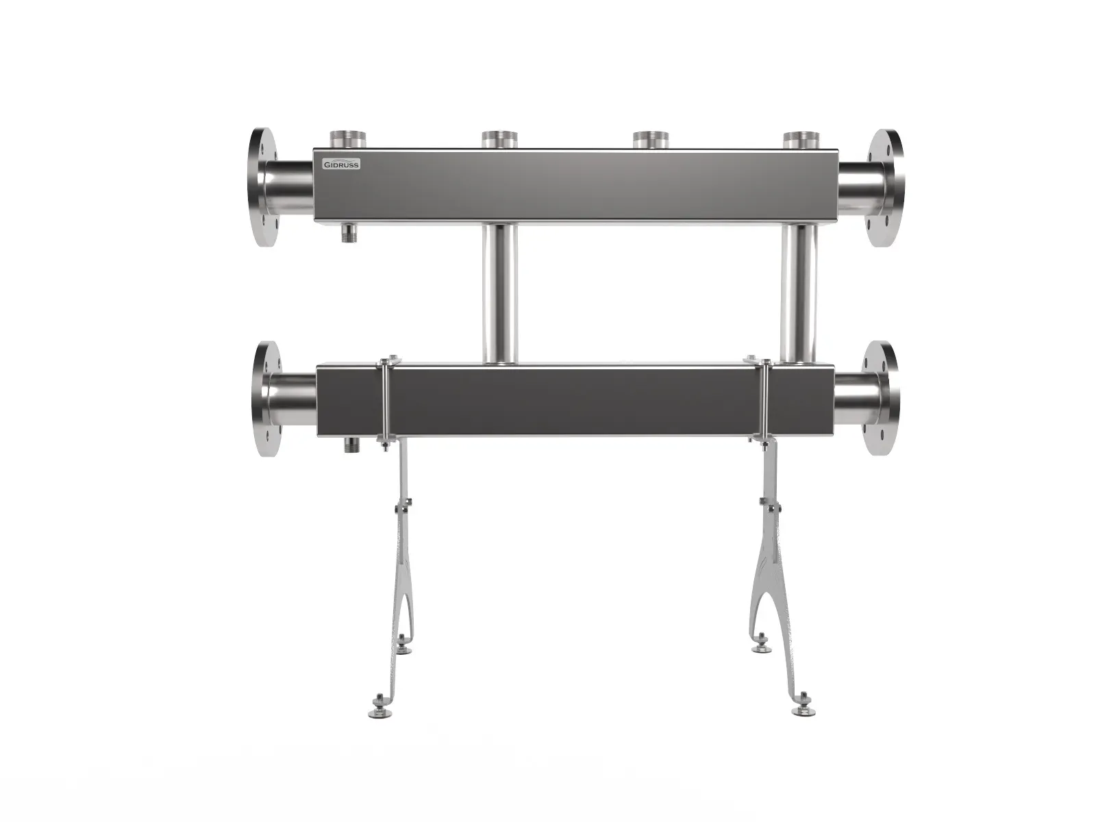 Коллектор модульный MKSS-600-2x50 на 2 контура G 2', 2 магистрали фланцевое подключение DN 80, до 600 кВт, нерж. сталь Gidruss 1R 06005 18