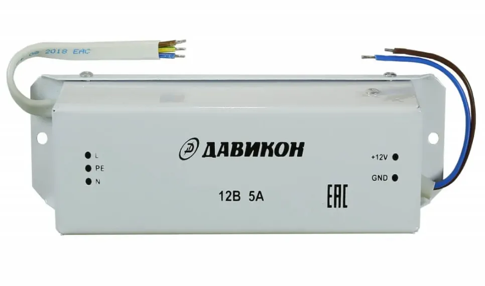 Блок питания для скрытой установки, металлический корпус 12В 6.5А Давикон ИВЭП-1265G