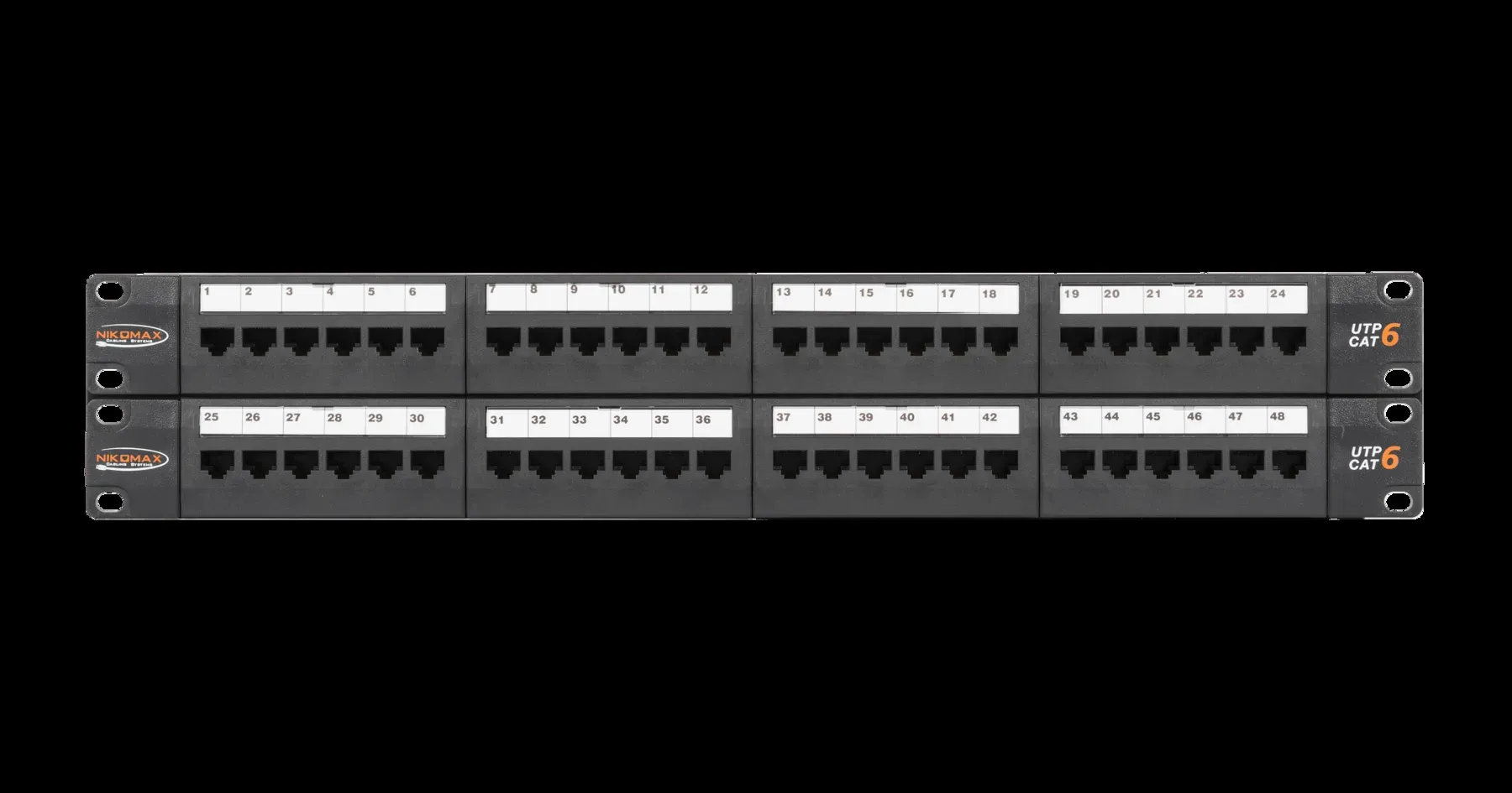 Патч-панель 19'' 2U 48 портов Кат 6 RJ45/8P8C UTP черная