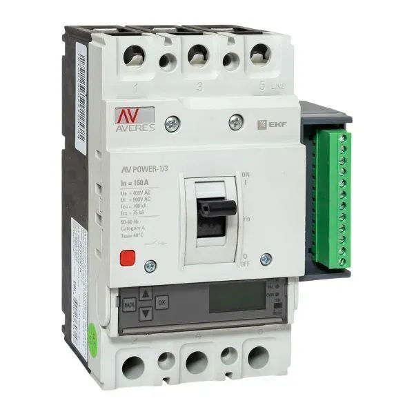 Автоматический выключатель av power-1/3 160а 100ka etu6.2 averes EKF MCCB-13-160H-6.2-AV