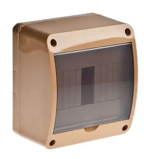 Тусо щит открытой проводки на 6 модулей 140х125х85мм с вертикальной дверью коричневый RUVINIL 68306К