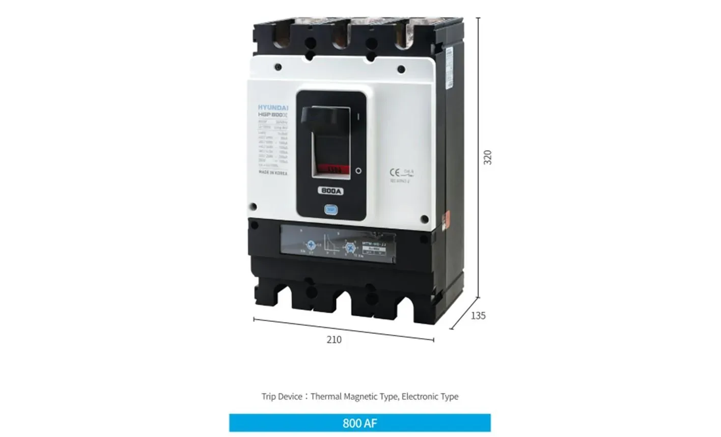 Автоматический выключатель в литом корпусе типа hgp, типоразмера 800 af, арт. hgp800h3pt4s0000c00700h (700а, 85ка, 3 полюса, ac, расцепитель mtm-jj, уставка расцепителя 0,8-1хin, переднее подключение) HD HYUNDAI ELECTRIC HGP800H3PT4S0000C00700H