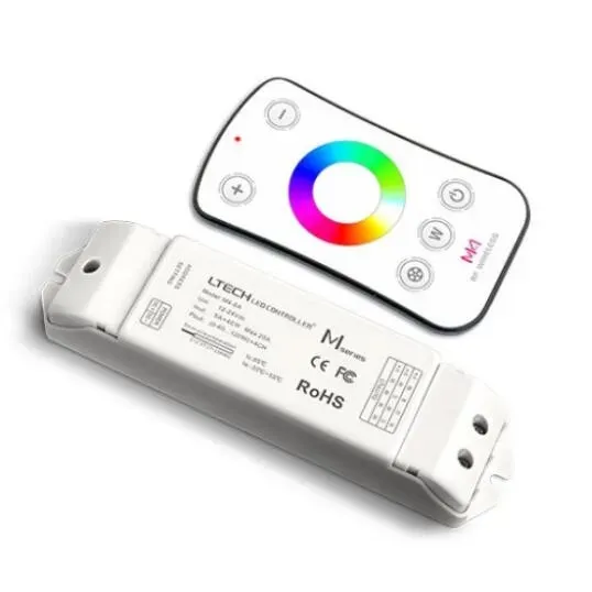 Контроллер для светодиодной ленты 12-24V IP20 135x30x20 мм c пультом, 4CH 240/480W(12V/24V) (LTECH) RGBW Вартон M4+M4-5A