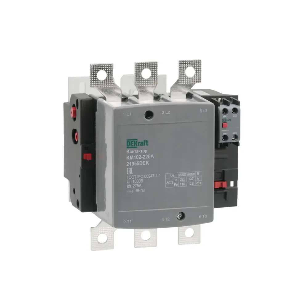 Контактор 225А 220В АС АС3  АС4 1НО+1НЗ КМ-102 SE (Dekraft) 21955DEK