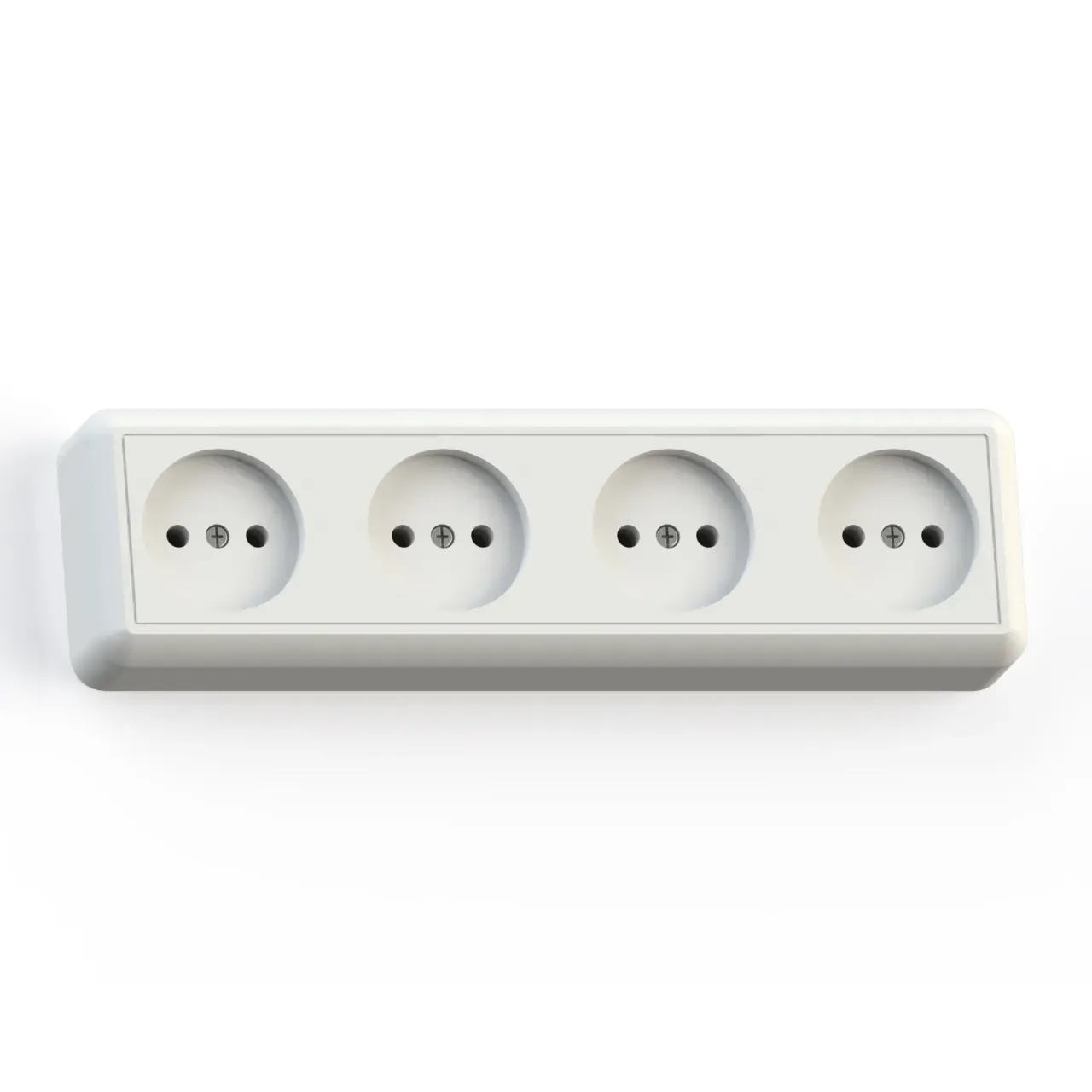 ОПТИМА Розетка открытой установки четырехместная, 16А  РА16-402, белая Кунцево 8024