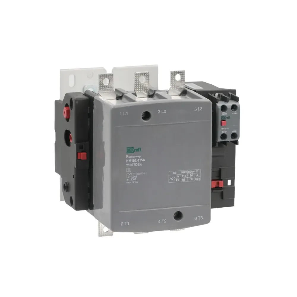 Контактор 115А 220В АС АС3  АС4 1НО+1НЗ КМ-102 SE (Dekraft) 21937DEK