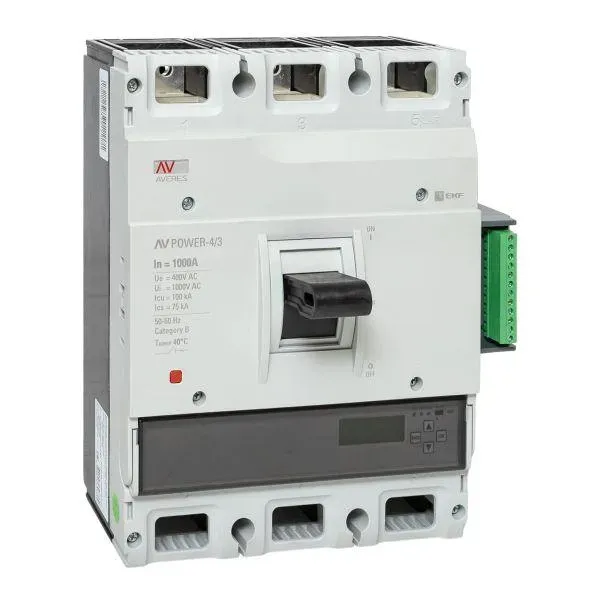 Автоматический выключатель av power-4/3 1000а 100ka etu6.2 averes EKF MCCB-43-1000H-6.2-AV