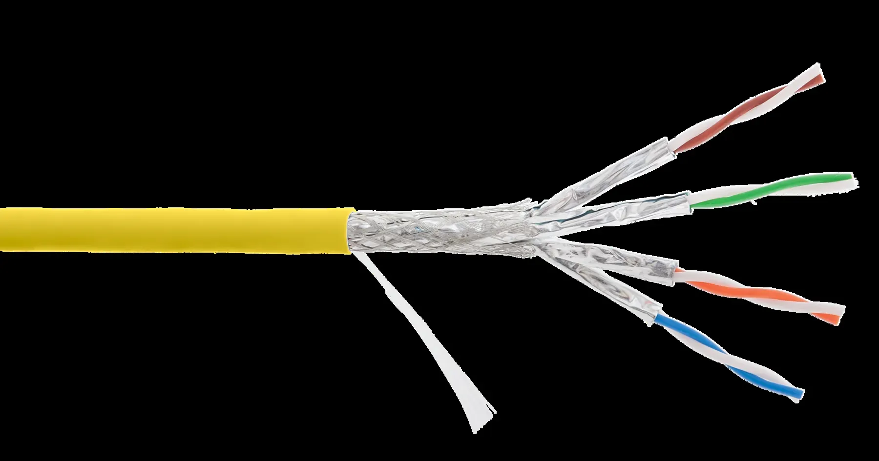 Витая пара S/FTP 4 пары Кат 7а solid BC (0.58мм) IN LSZH нг(A)-HFLTx желтый 500м