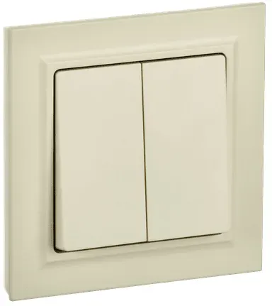 BRITE Выключатель двухклавишный 10А в сборе ВСР10-2-0-БрКр бежевый IEK IEK BR-V20-0-10-K10-F